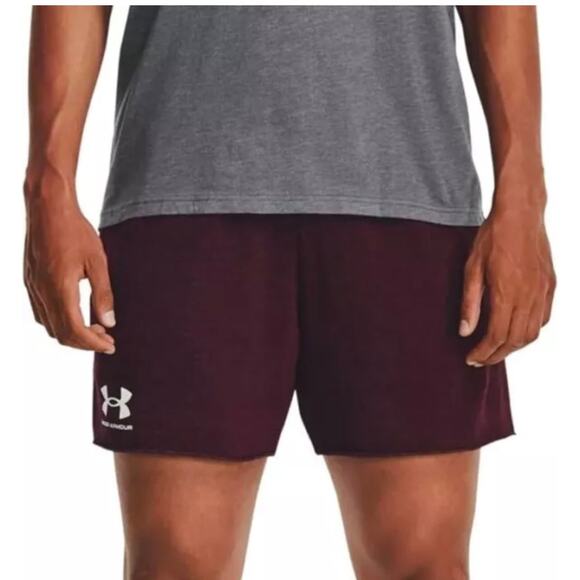 NWT Under Armour Burgundy Maroon Rival Terry 6" Sweat Shorts Men's Size XL - Picture 1 of 4